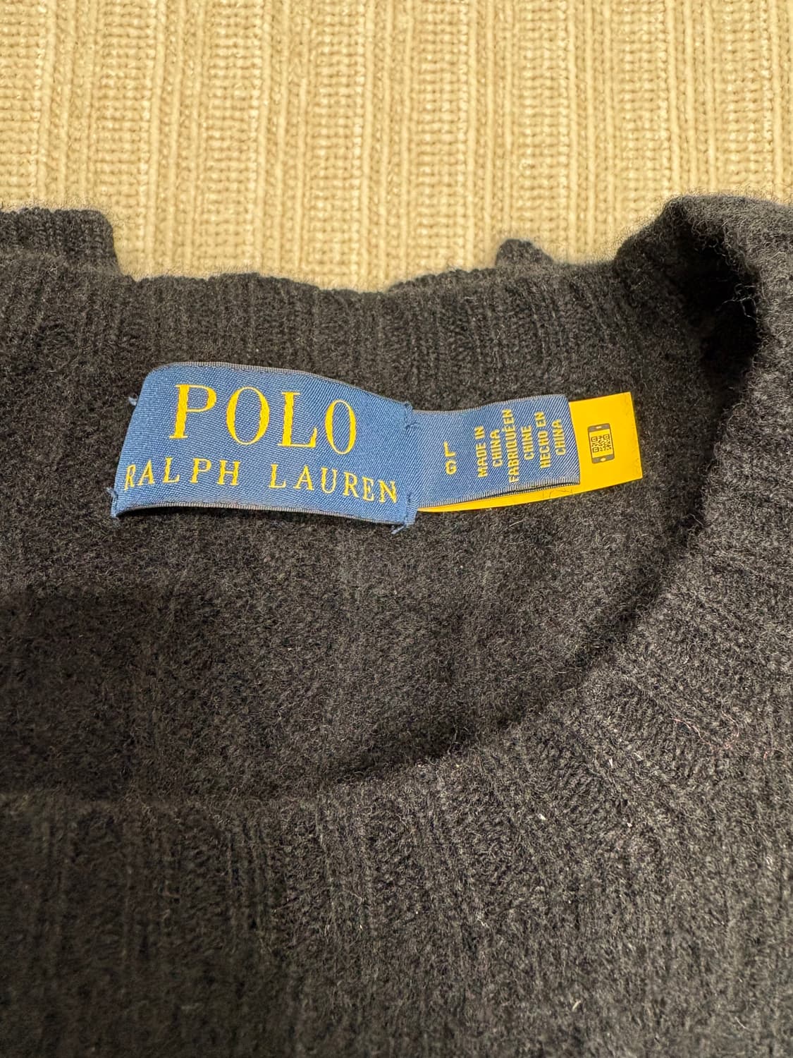 폴로 케이블 니트 울 캐시미어 스웨터 - 블랙 L 상품이미지4