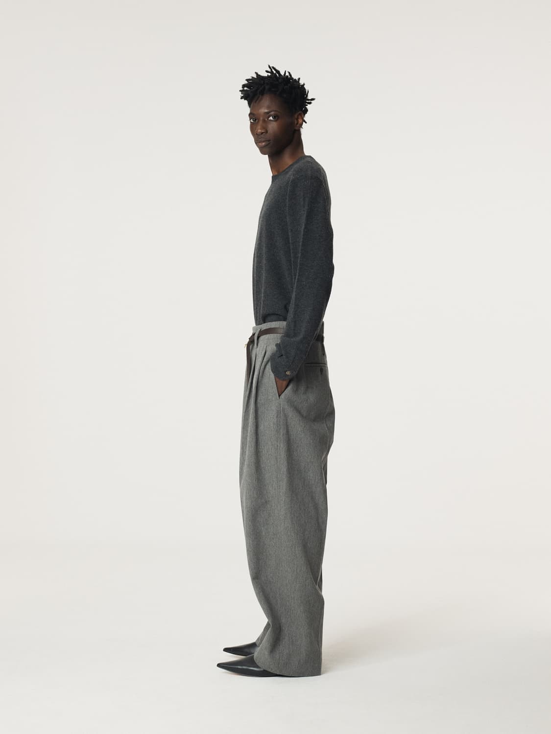 렉토 커프스 니트 차콜 S 상품이미지2