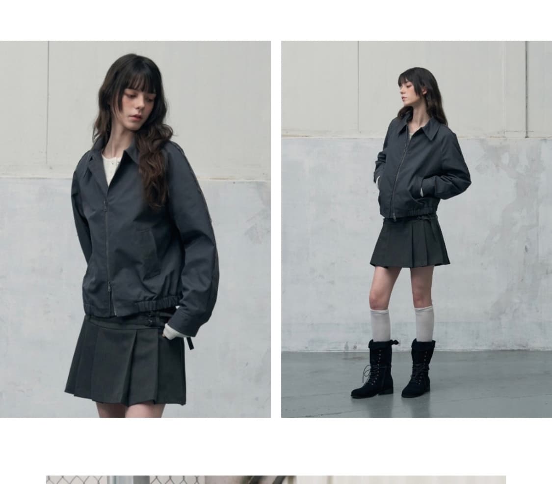 (FREE) 레더리 컷 오프 코튼 블루종 자켓 [CHARCOAL] 판매 상품이미지4