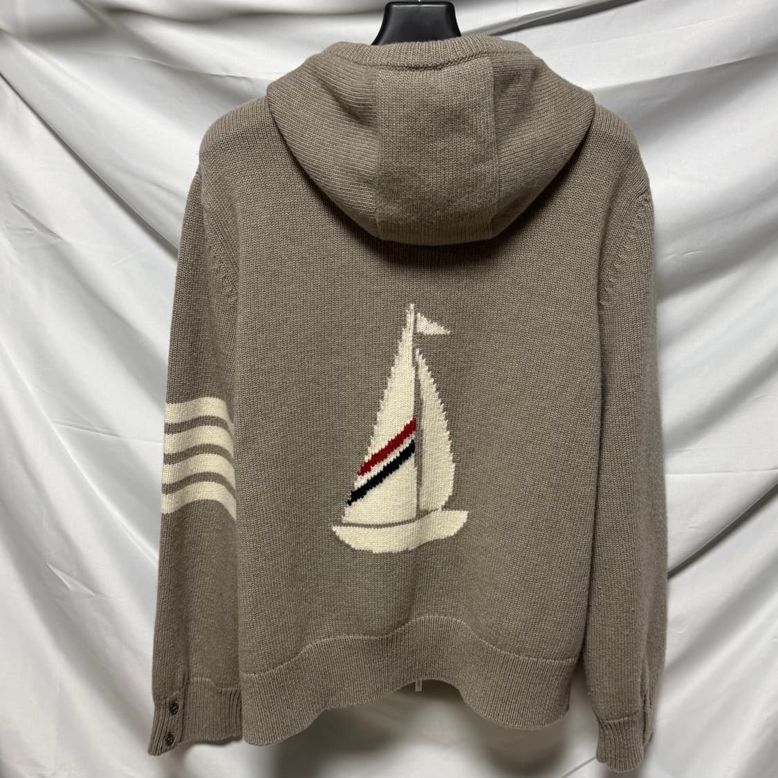 [S+급/4] 톰브라운 세일 보트 인타르시아 니트 후드집업 백화점판 상품이미지4