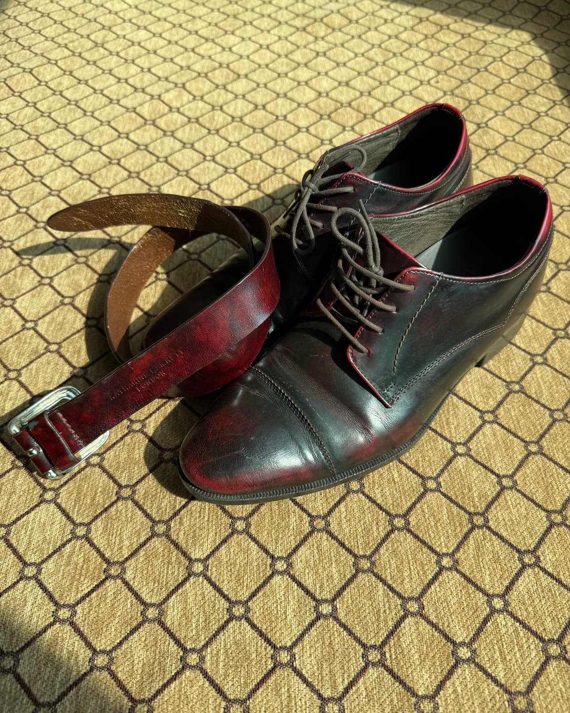 버건디 벨트&구두 set 상품이미지1