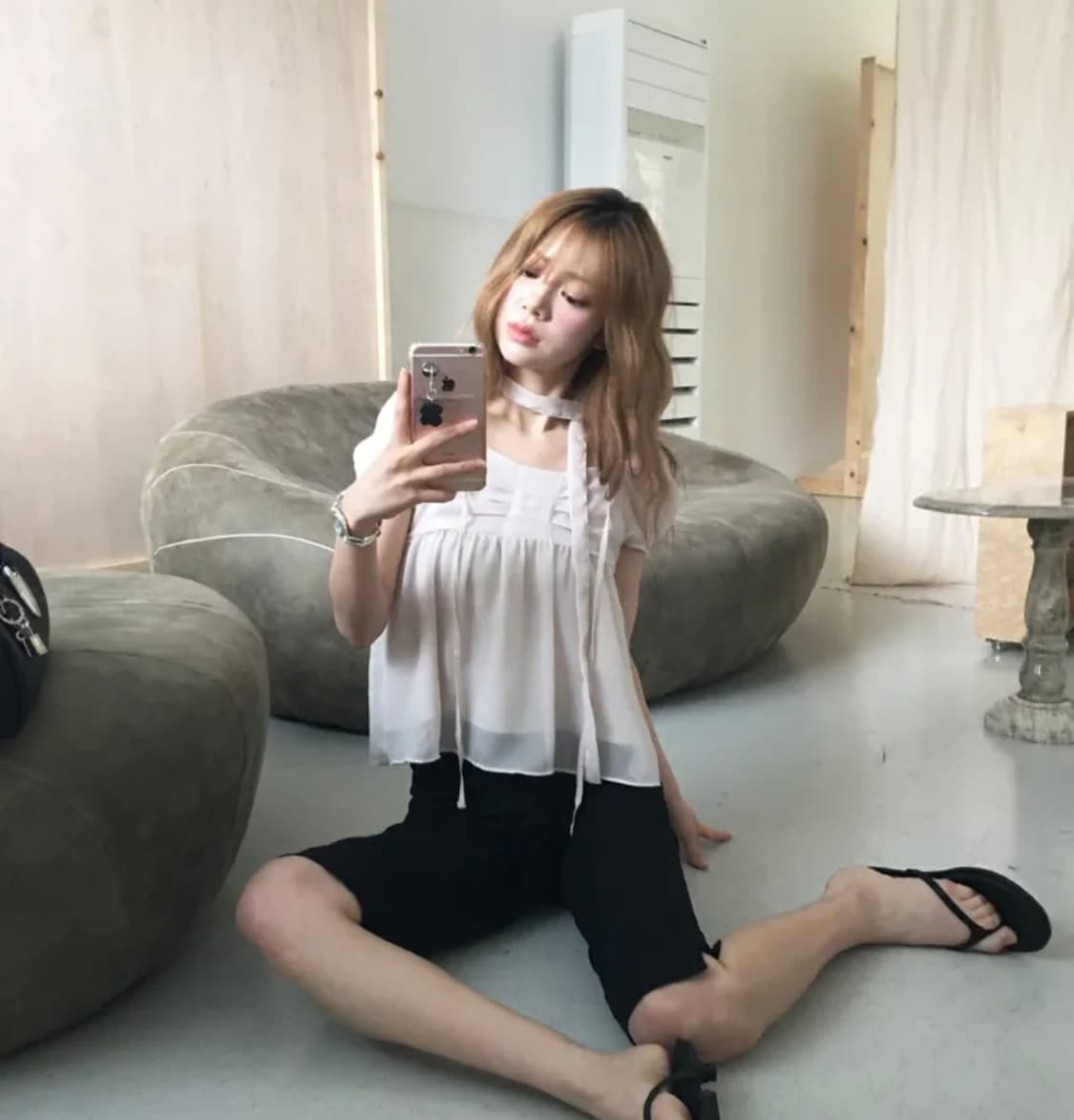 노비야카 Musubi blouse 반팔 ivory 상품이미지1