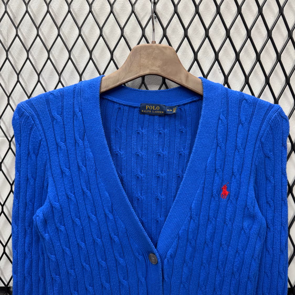 폴로 랄프로렌 케이블 니트 가디건 레드 포니 포인트 블루 상품이미지3