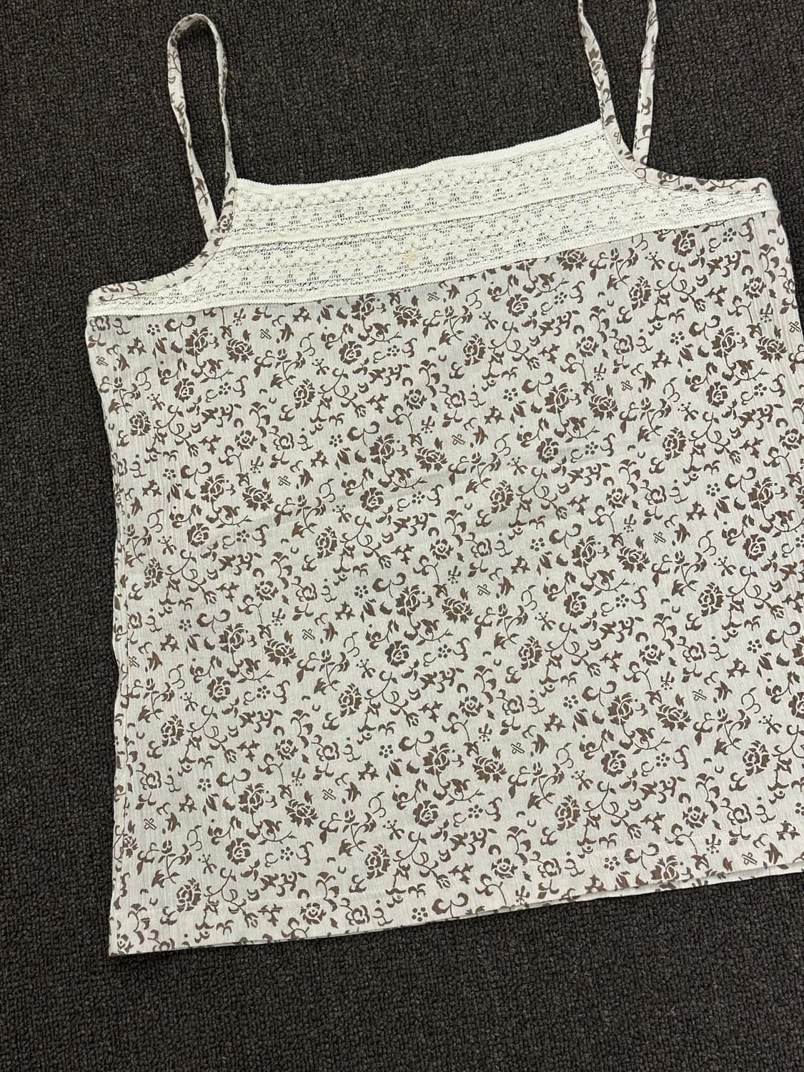 3L)Japanese vintage 여성 플라워 패턴 레이스 디테일 나시 상품이미지2