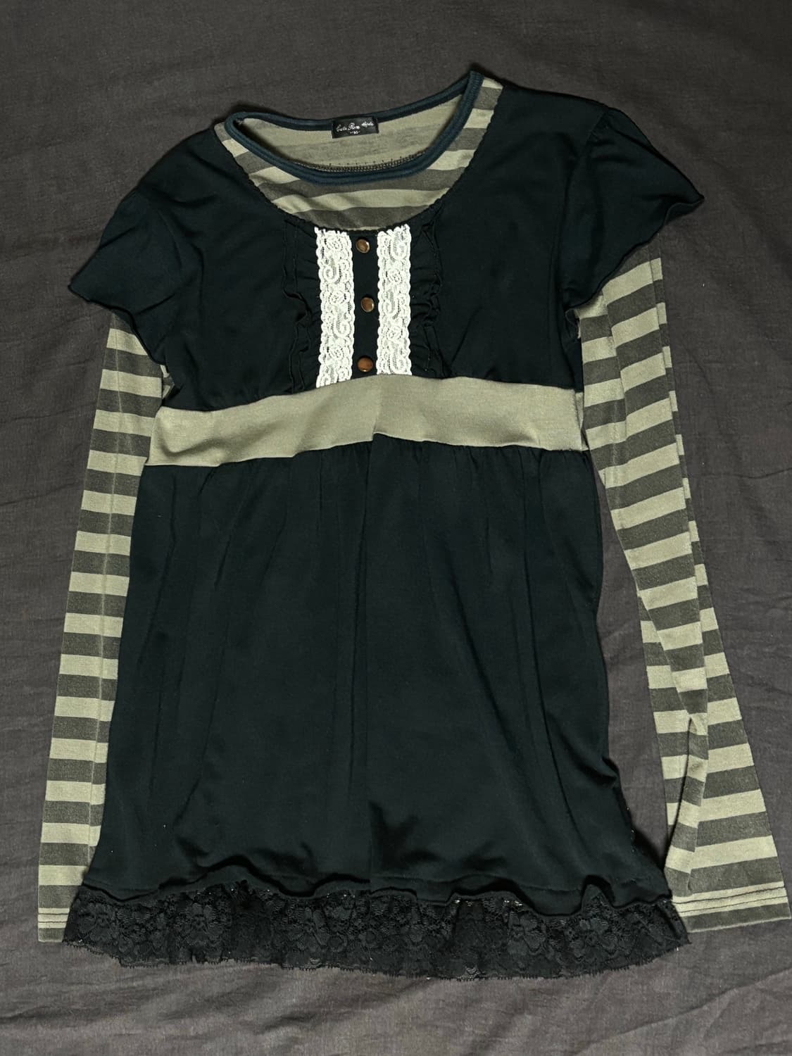 하구미 히메갸루 스트라이프 레이어드 롱 슬리브 상품이미지1