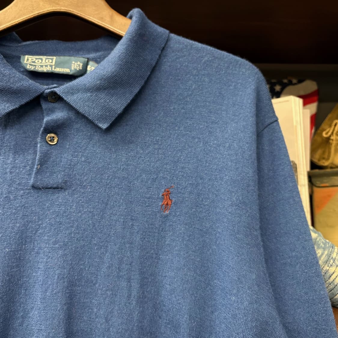 90s 폴로랄프로렌 갤럭시블루 소프트 메리노울 카라니트 N181 상품이미지5