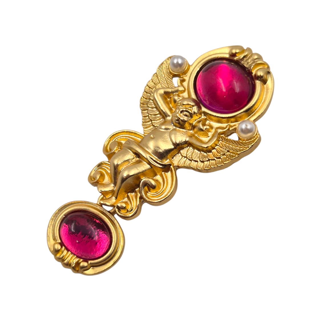 90s 미국 커크스폴리 x 에이본 천사 카보숑 이어링 상품이미지2