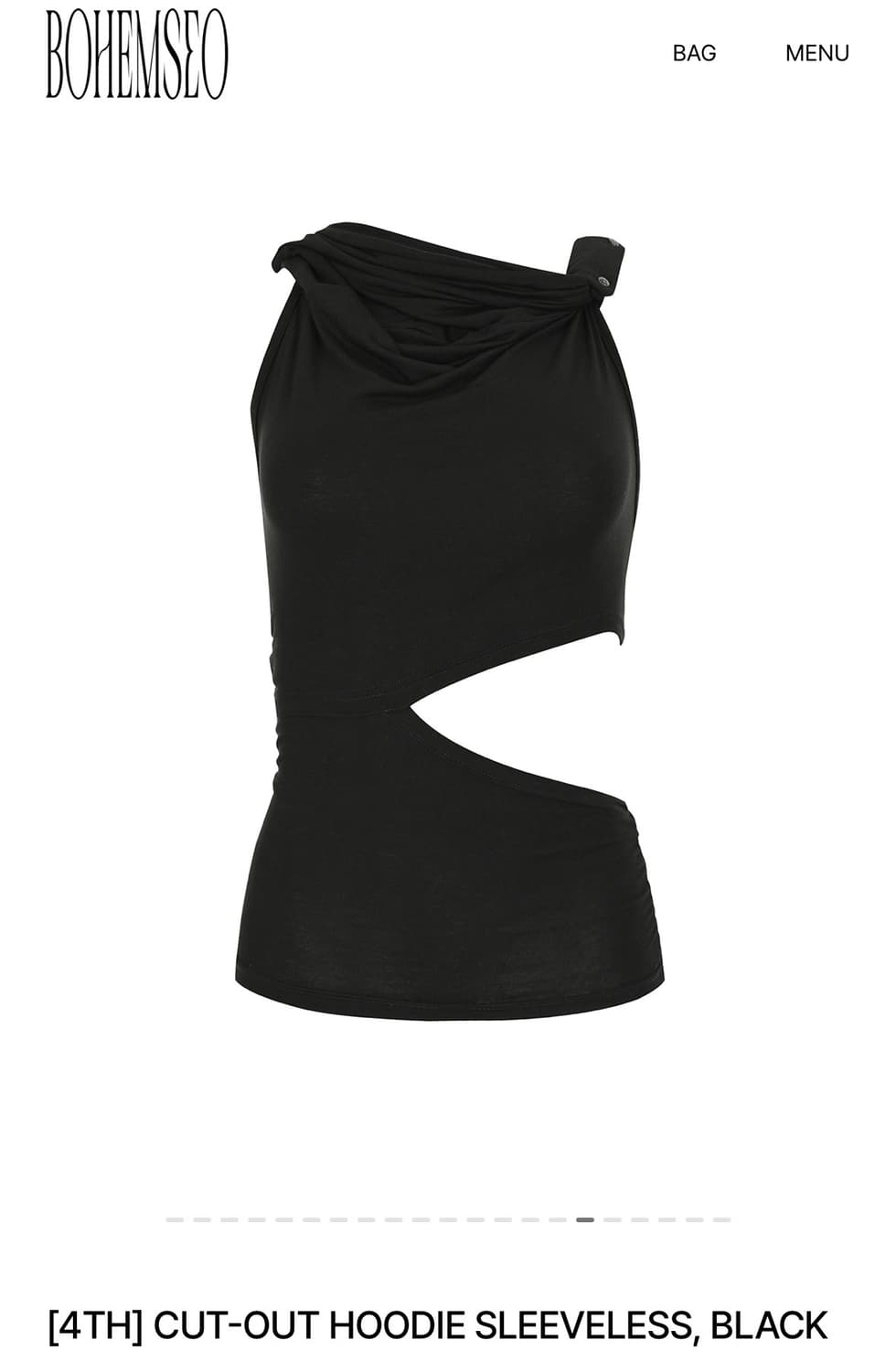 보헤미안서울) CUT-OUT HOODIE SLEEVELESS BK F 상품이미지3