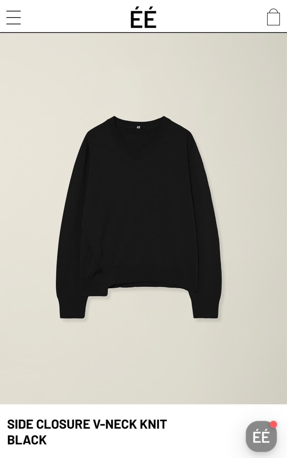 ee 누마레 SIDE CLOSURE V-NECK KNIT BLACK M 상품이미지1