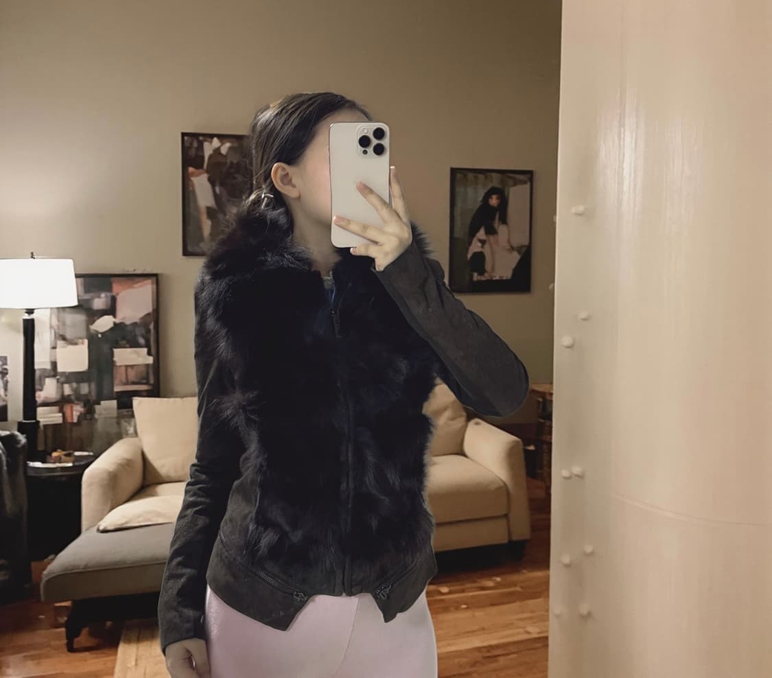 빈티지 veromoda 폭스퍼 여우털 되지가죽자켓 상품이미지6