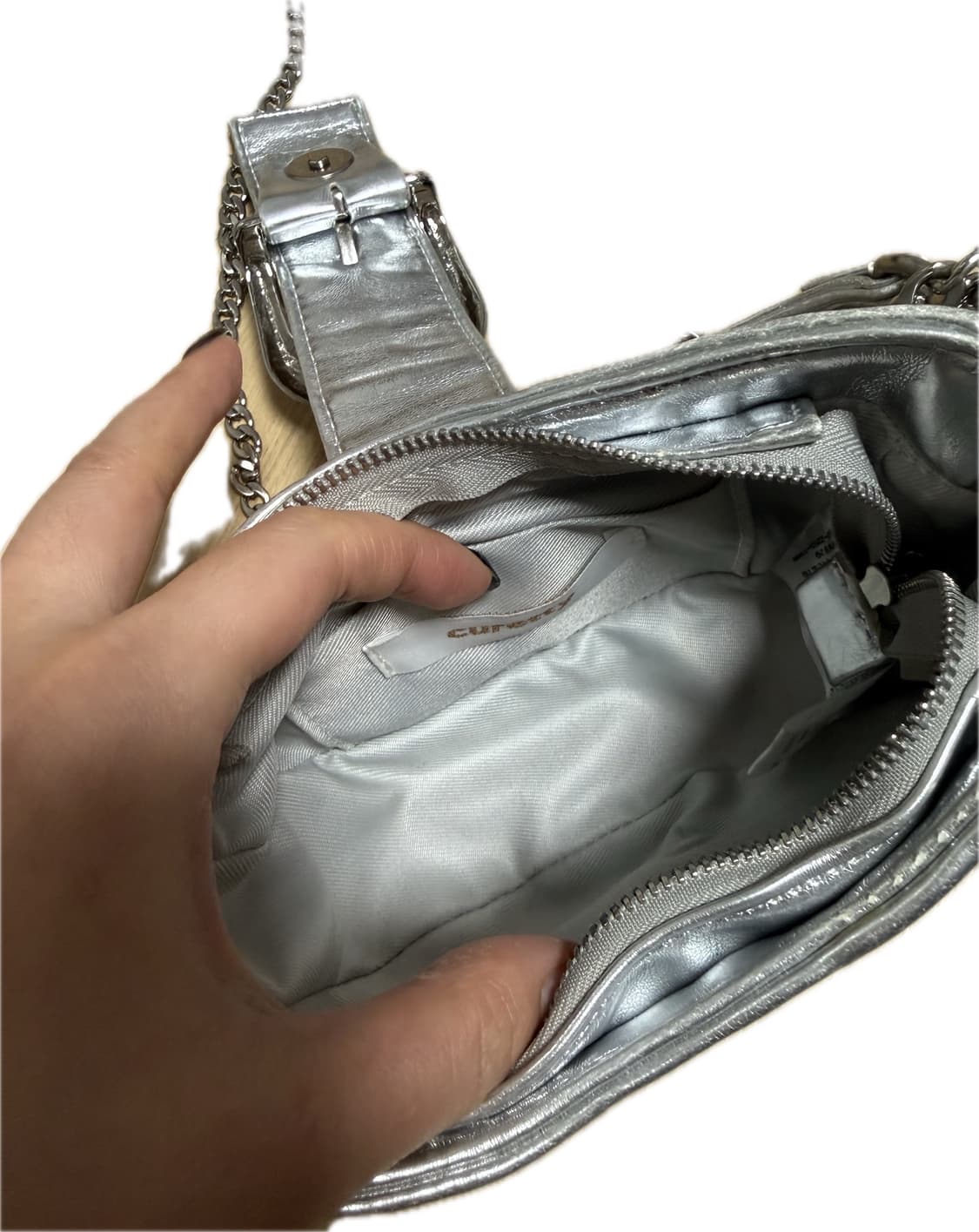 큐리티 버클 마이크로 미니백 실버 상품이미지3