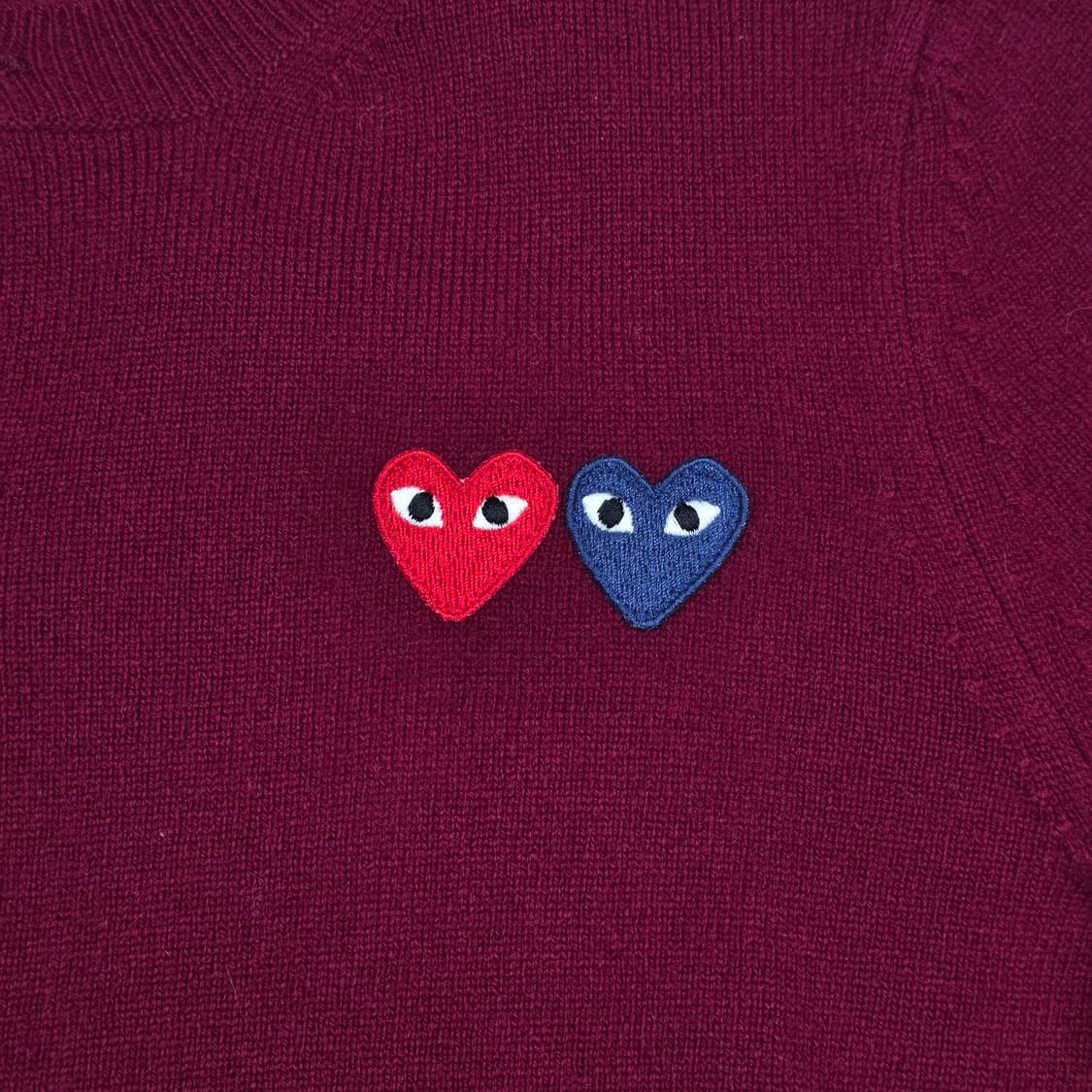 꼼데가르송 플레이 여성 라운드넥 더블와펜 가디건 버건디 상품이미지3