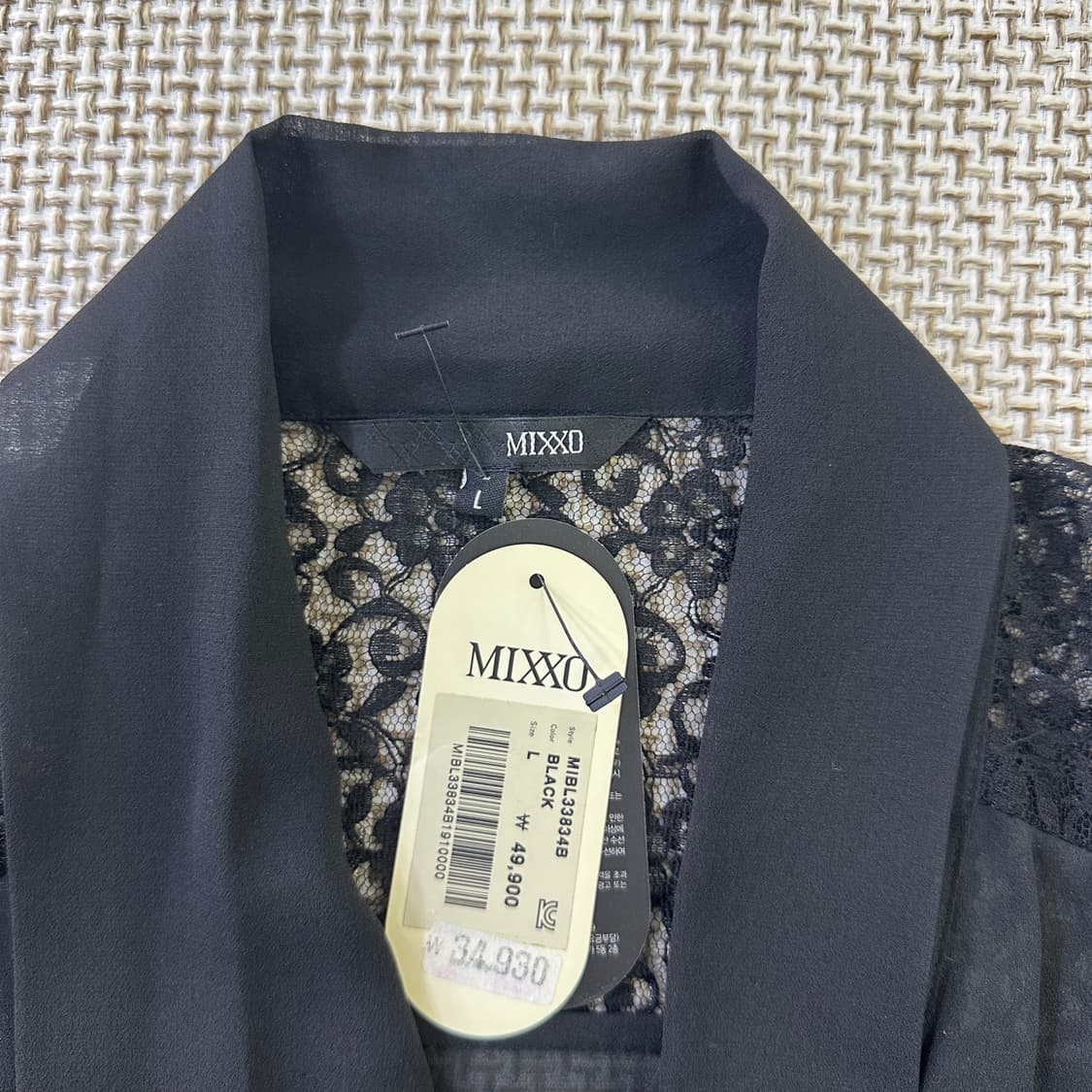 L 새상품 미쏘 레이스 블랙 블라우스 0424D 상품이미지2