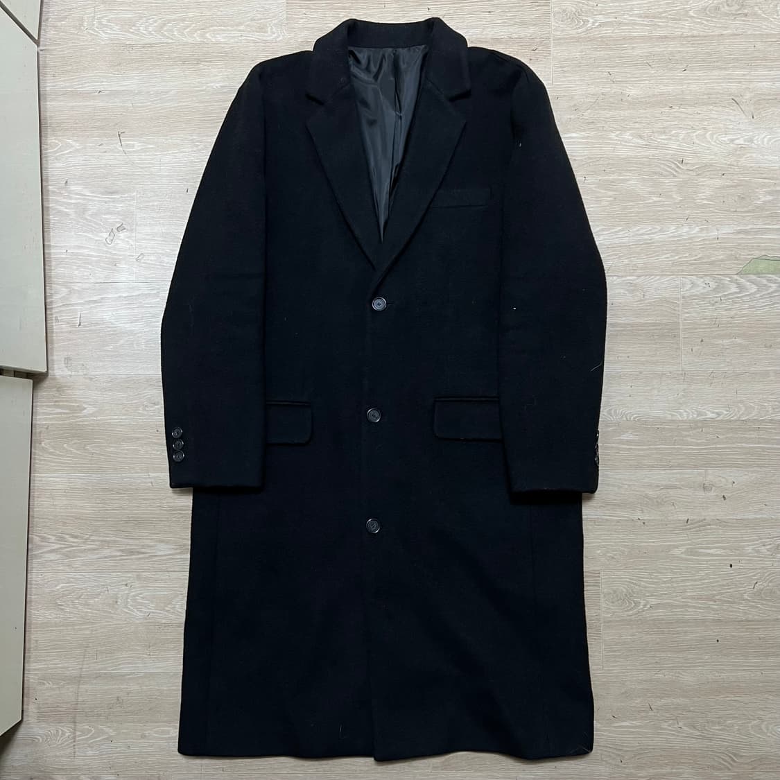 젠틀커버 모직 싱글 브레스티드 롱코트 [블랙] 52 (XL/105) 상품이미지1