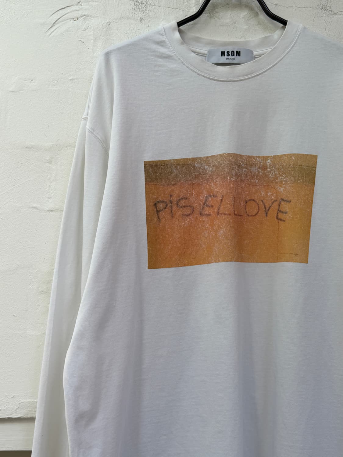 MSGM 화이트 그래픽 롱 슬리브 티셔츠 M 상품이미지3