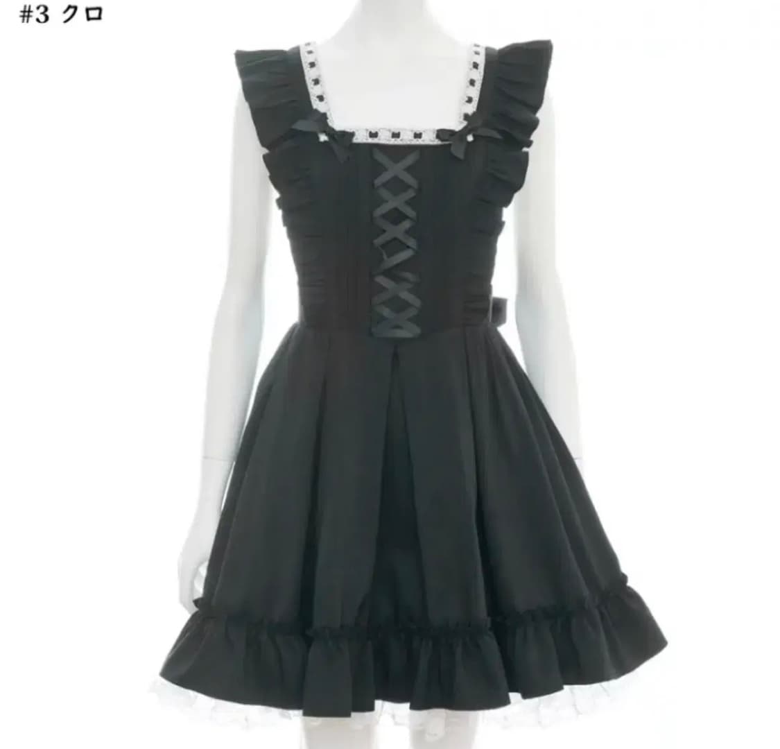 시크릿허니(Secret Honey)의 센터 레이스업 점퍼 드레스 상품이미지1