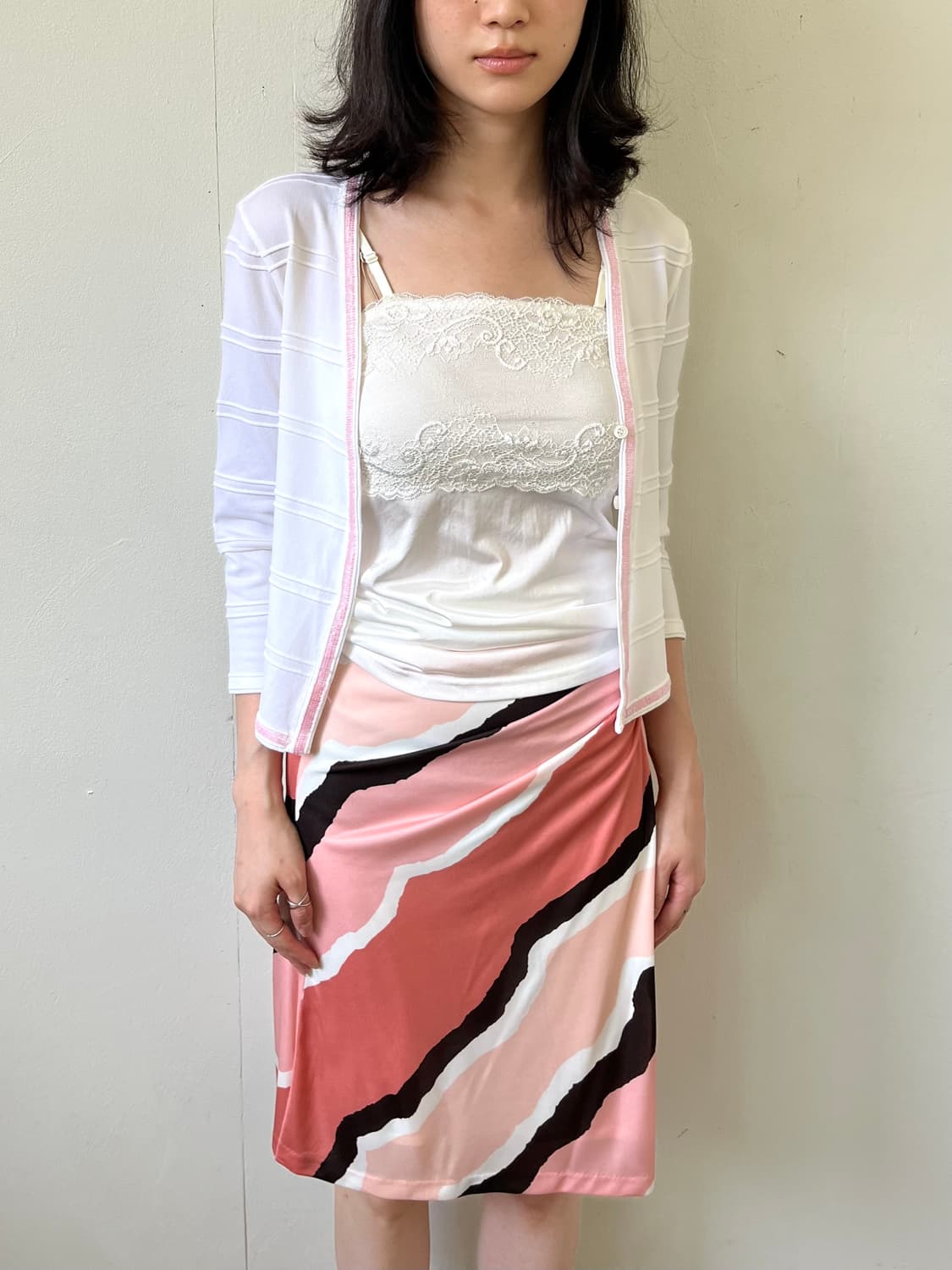 Japan vtg 화이트 슬리브리스 상품이미지5
