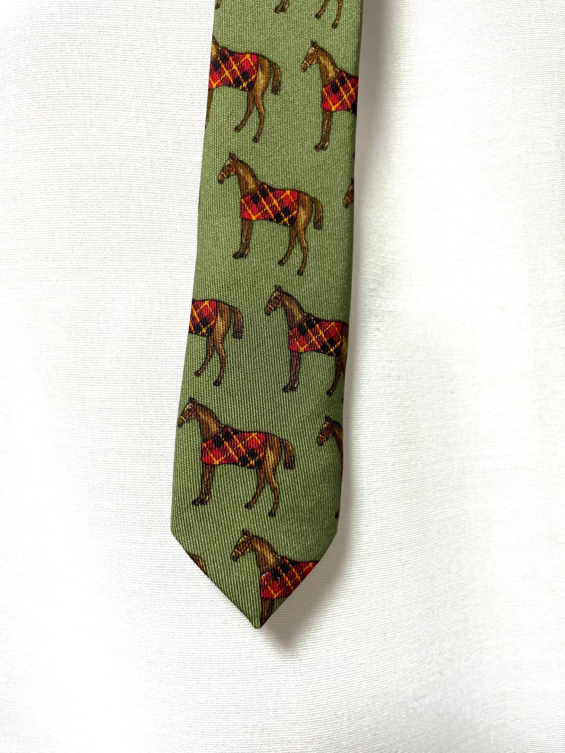 made in 캐나다) 폴로 랄프로렌 정품 말패턴 실크 넥타이 _ 그린 상품이미지5