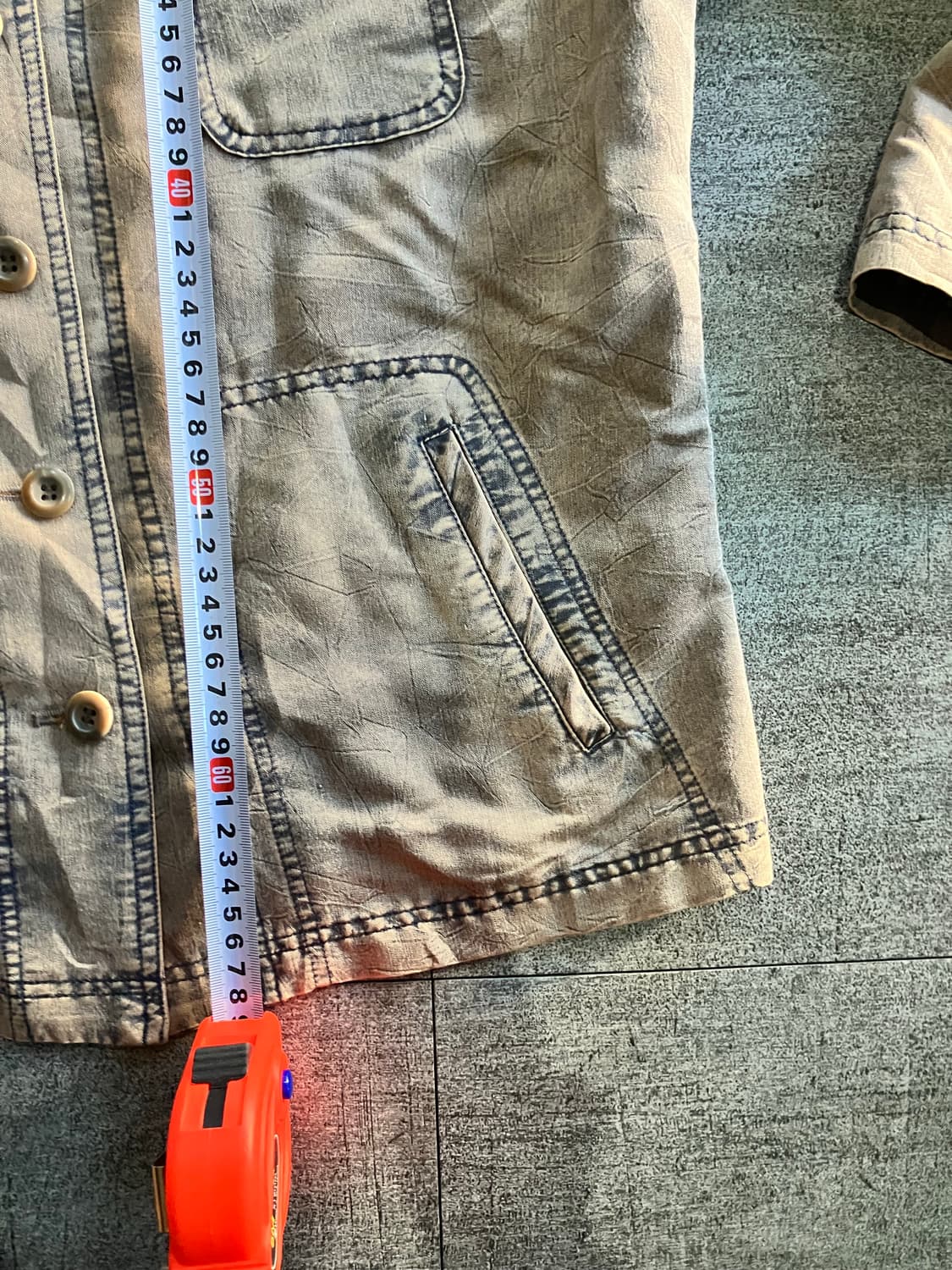 일본빈티지 핀터깔y2k 보헤미안 데님샤틴 사파리썸머자켓 상품이미지3