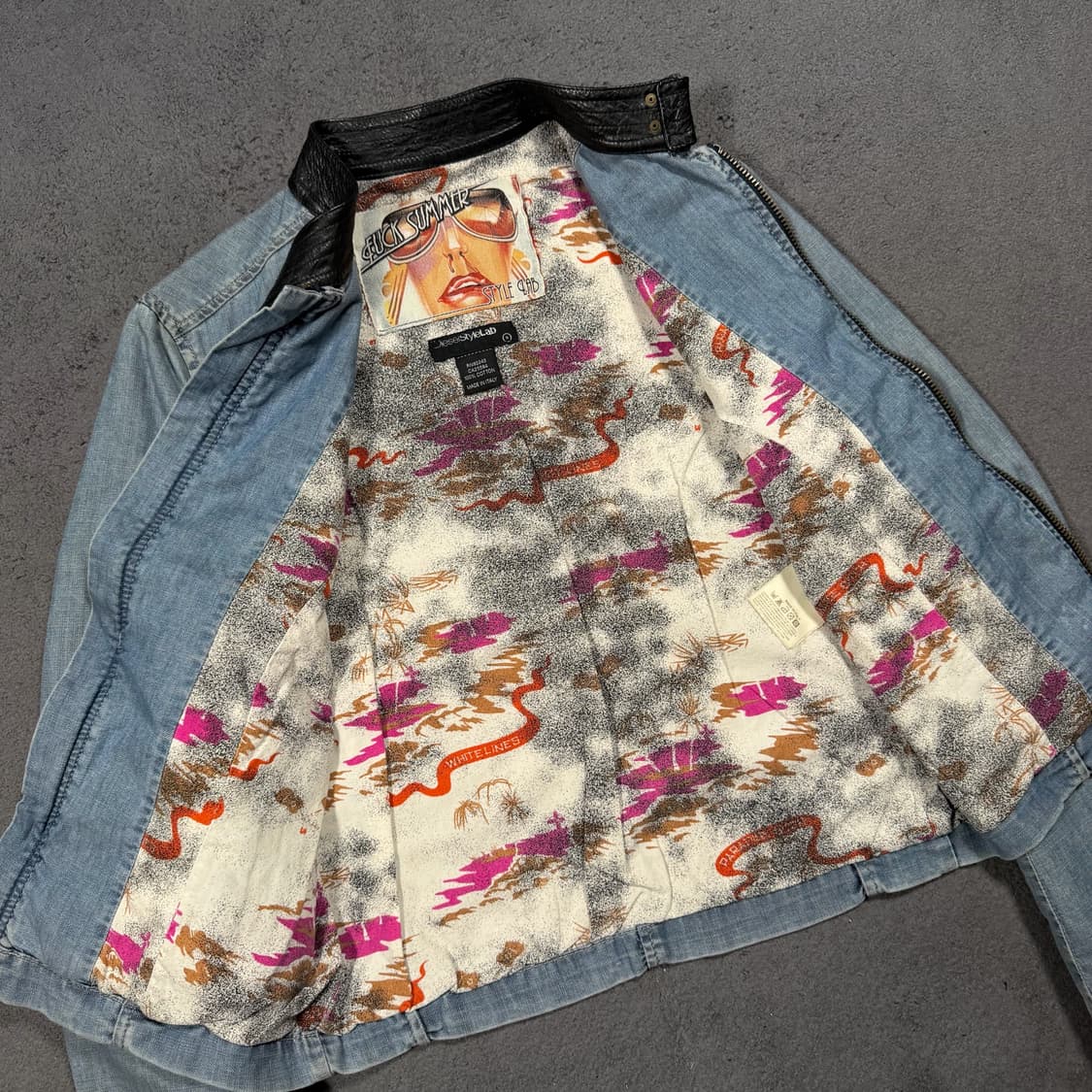 Diesel 디젤 스타일랩 레더카라 데님 크롭 자켓 상품이미지3