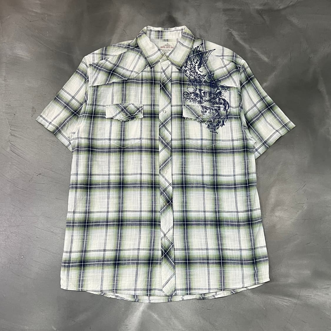  Route sixty six 그래픽 체크 하프 셔츠 y16330 상품이미지1