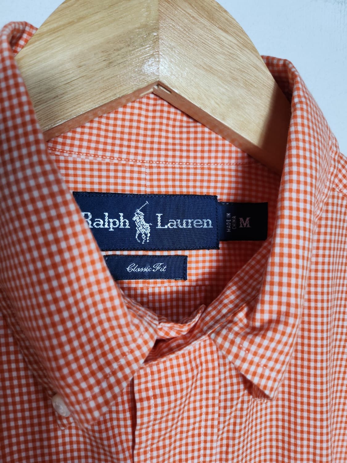 M 폴로 랄프로렌 오렌지 깅엄체크 셔츠 상품이미지2