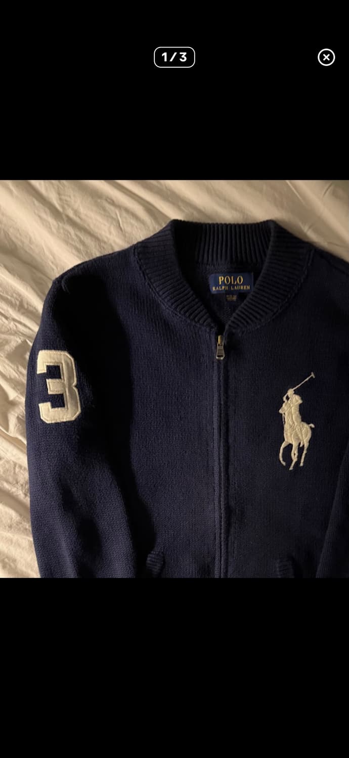 폴로 빅포니 니트집업 네이비 상품이미지1