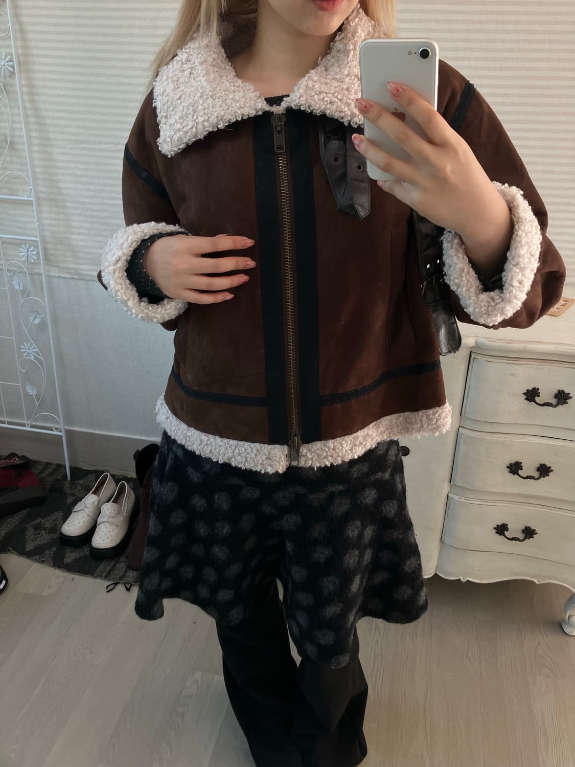 jpn vintage 브라운 무스탕 점퍼 상품이미지5