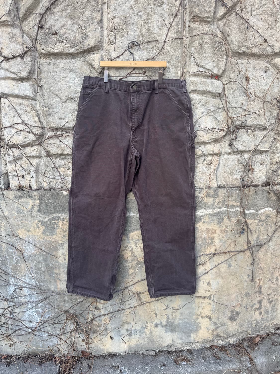 칼하트 빈티지 b11 dkb 다크브라운 페이딩 카펜터 싱글니 워크 팬츠 상품이미지1