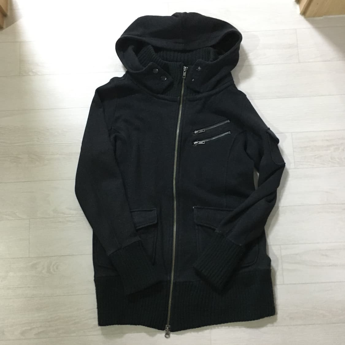 백넘버 여성 포켓 하이넥 슬림핏 후드집업 상품이미지4