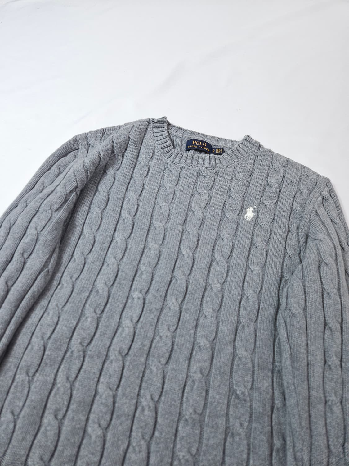 폴로 랄프로렌 신형 케이블니트 꽈배기 스웨터 여성 S 그레이 상품이미지2