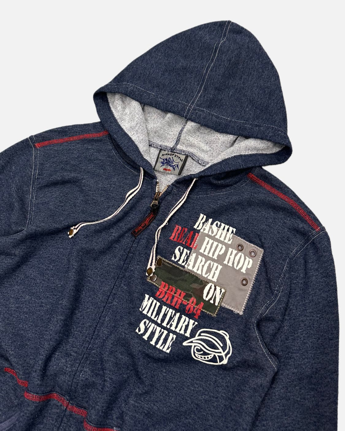 grunge blue lettering hood zip-up 상품이미지3