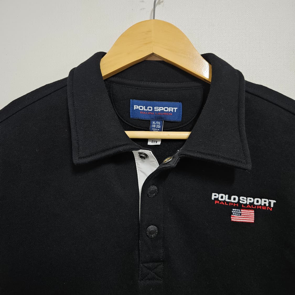 폴로 스포츠 블랙 화이트 카라 기모 맨투맨 상품이미지3