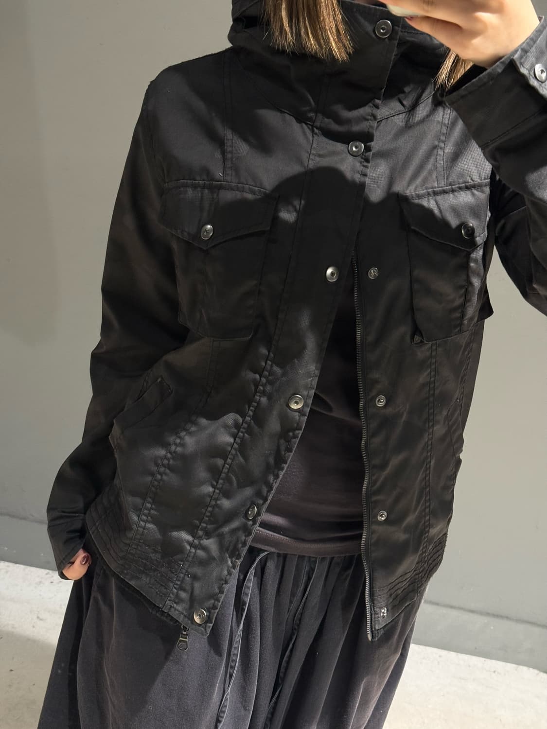 camo pattern high-neck detail jacket 상품이미지4