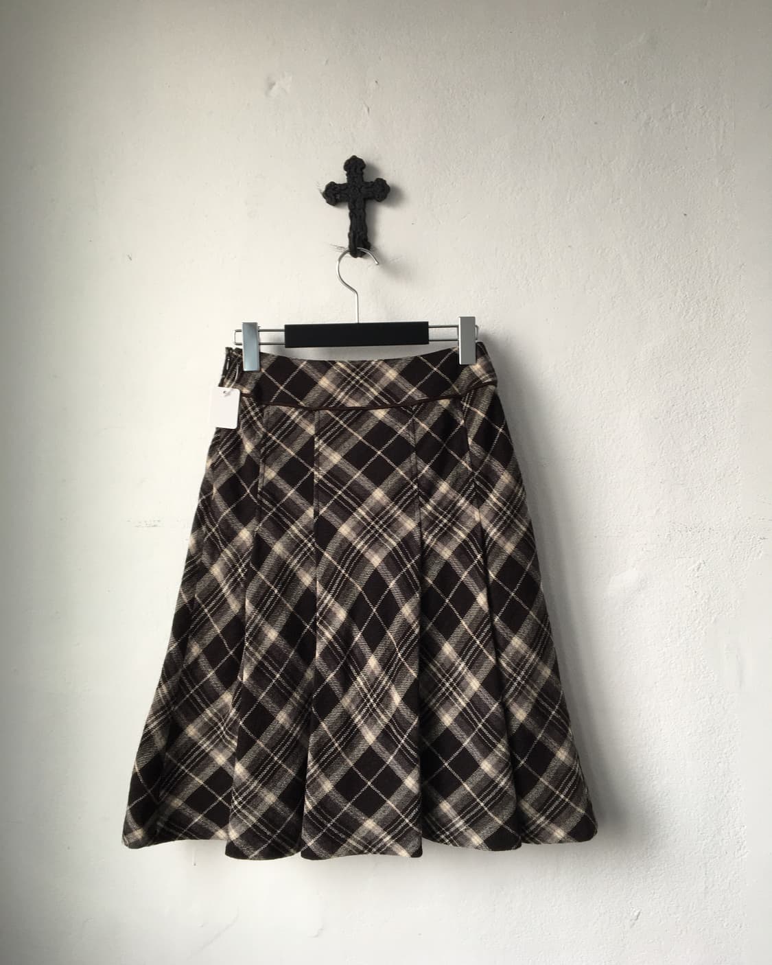 Check pattern woolen pleats skirt 상품이미지2