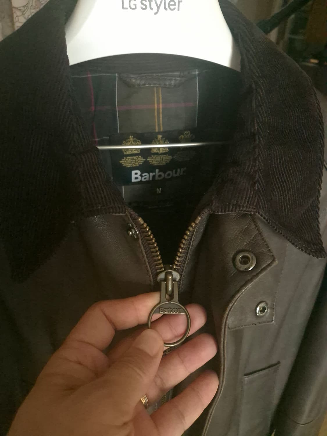 바버 타르탄 애쉬비 가죽 자켓 M 상품이미지5