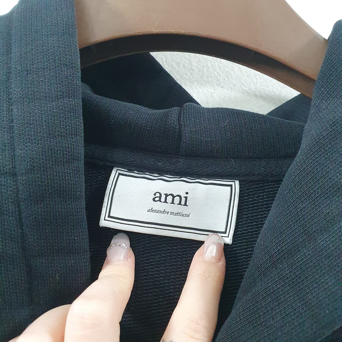 추XL-2XL 아미 남성 블랙 빅로고 면 데일리 후드티셔츠 상품이미지4