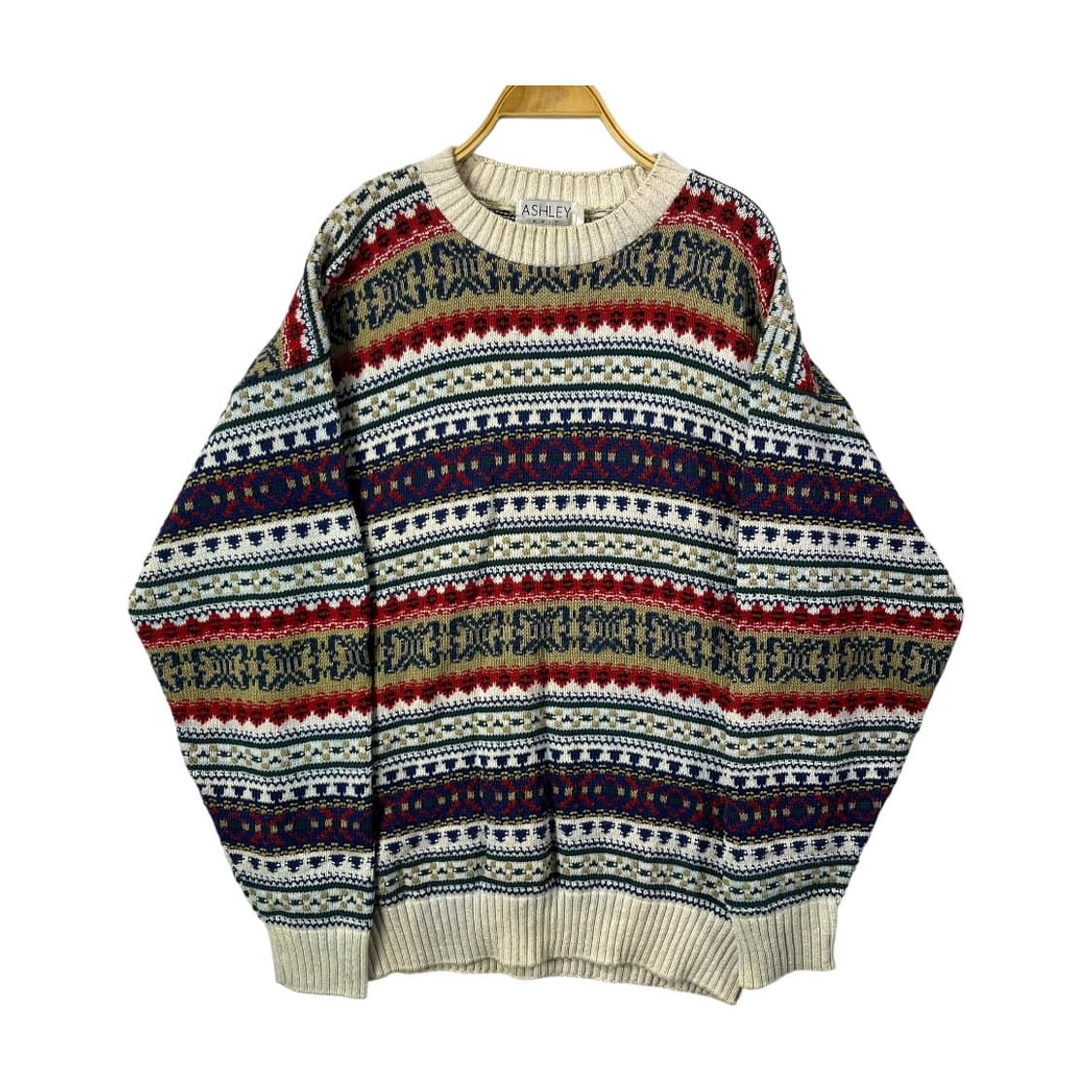 [ASHLEY] USA MADE 페어아일 코튼 니트 상품이미지1