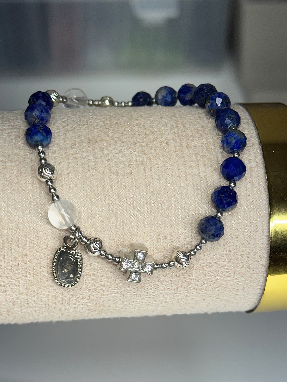 (맞춤) 천연석 커팅 고퀄 라피스라줄리 백수정 묵주팔찌 원석팔찌 상품이미지3