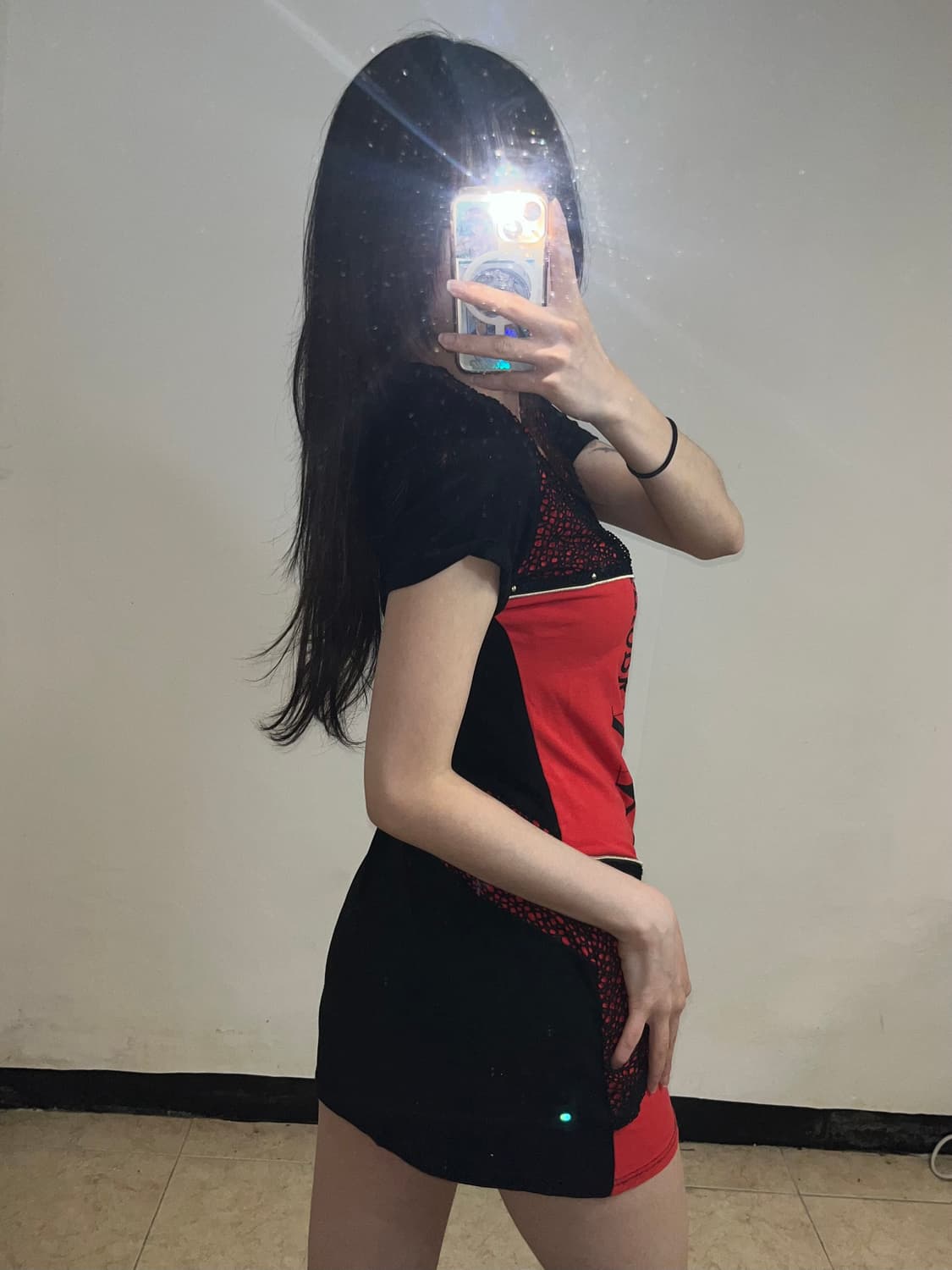 00‘s 펑크 메쉬 포인트 슬림핏 원피스 상품이미지3
