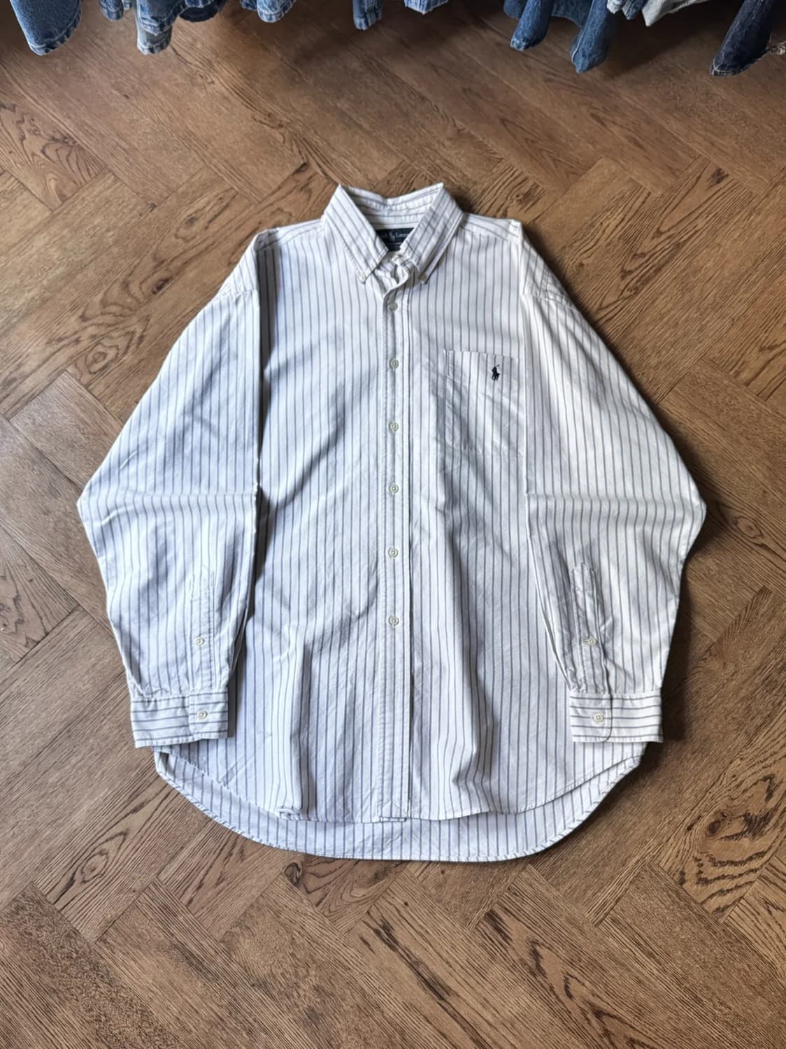 [L]90's 폴로 랄프로렌 Big Shirt 스트라이프 옥스포드 셔츠 상품이미지1