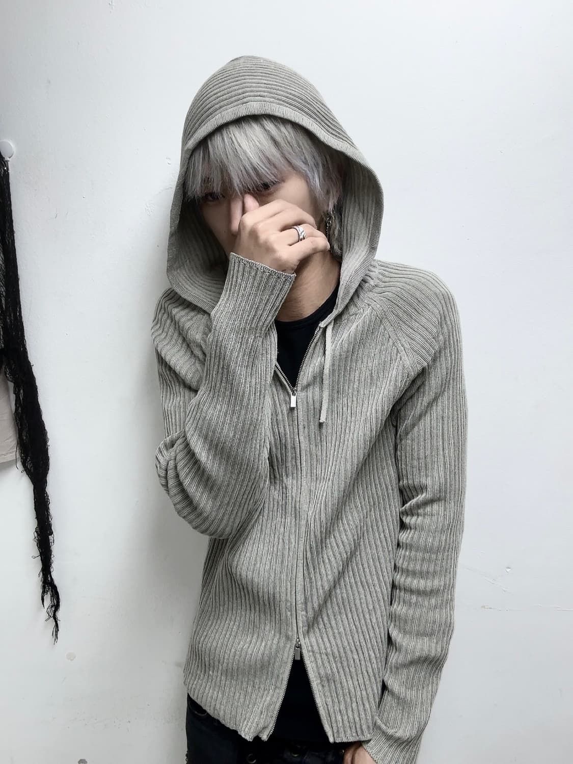 Loose-Fit Grey 2-way Hoodie zip up 상품이미지1