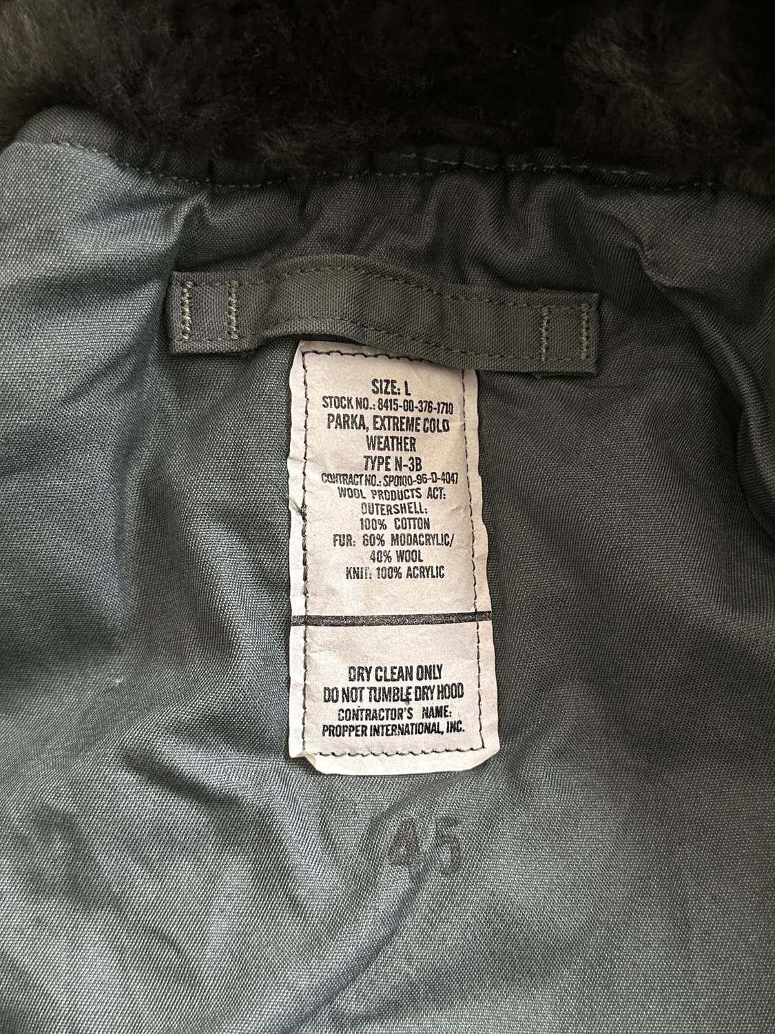 us air force N-3B parka 미공군  상품이미지5