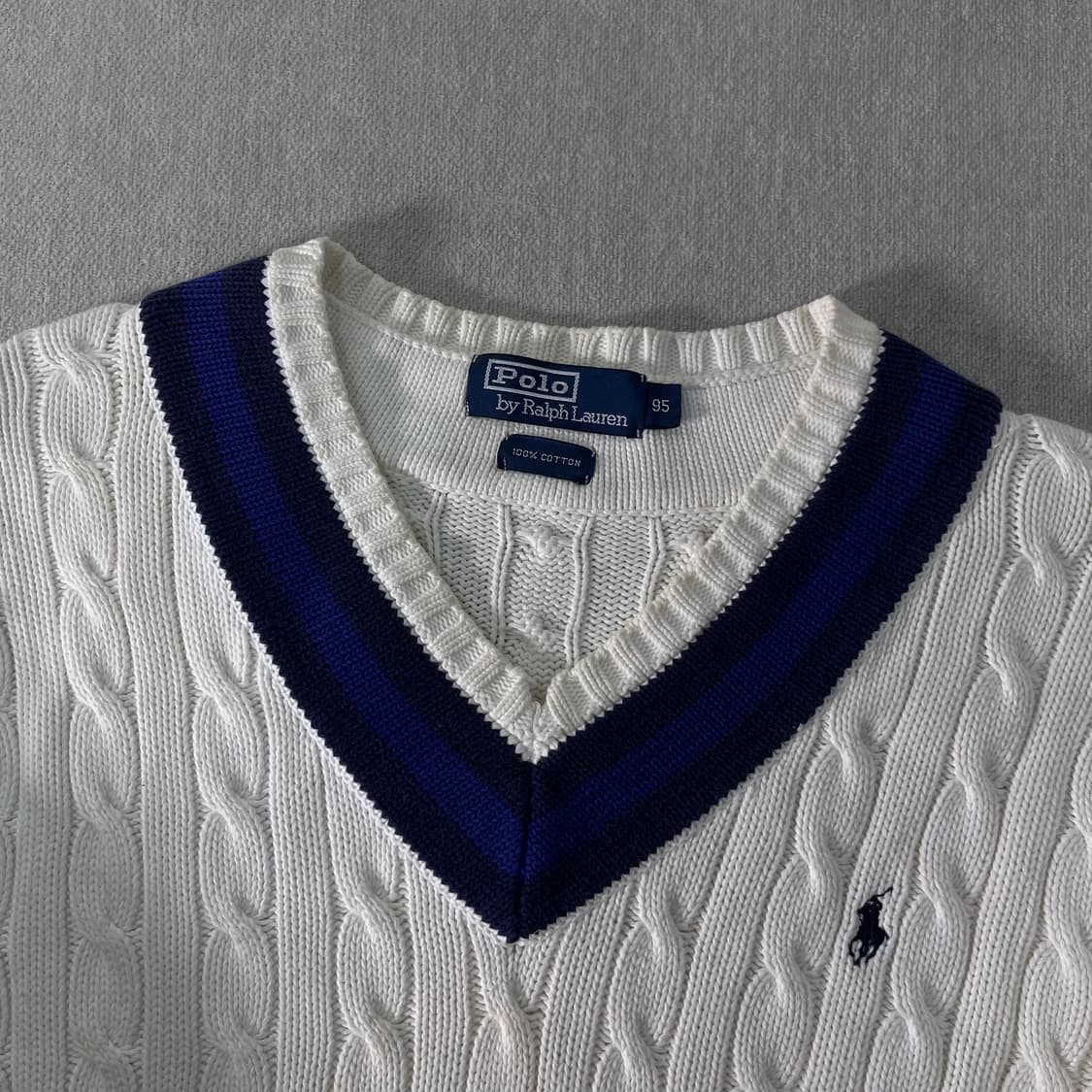 100 폴로 랄프로렌 브이넥 꽈배기 니트 상품이미지2