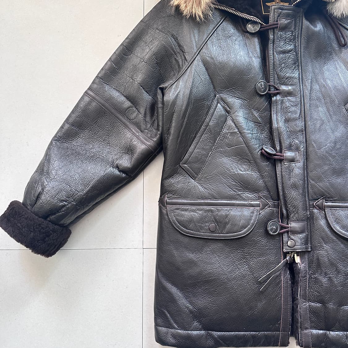 모건(일본) 멤피스벨 무톤 후드 통가죽 무스탕 M 상품이미지4