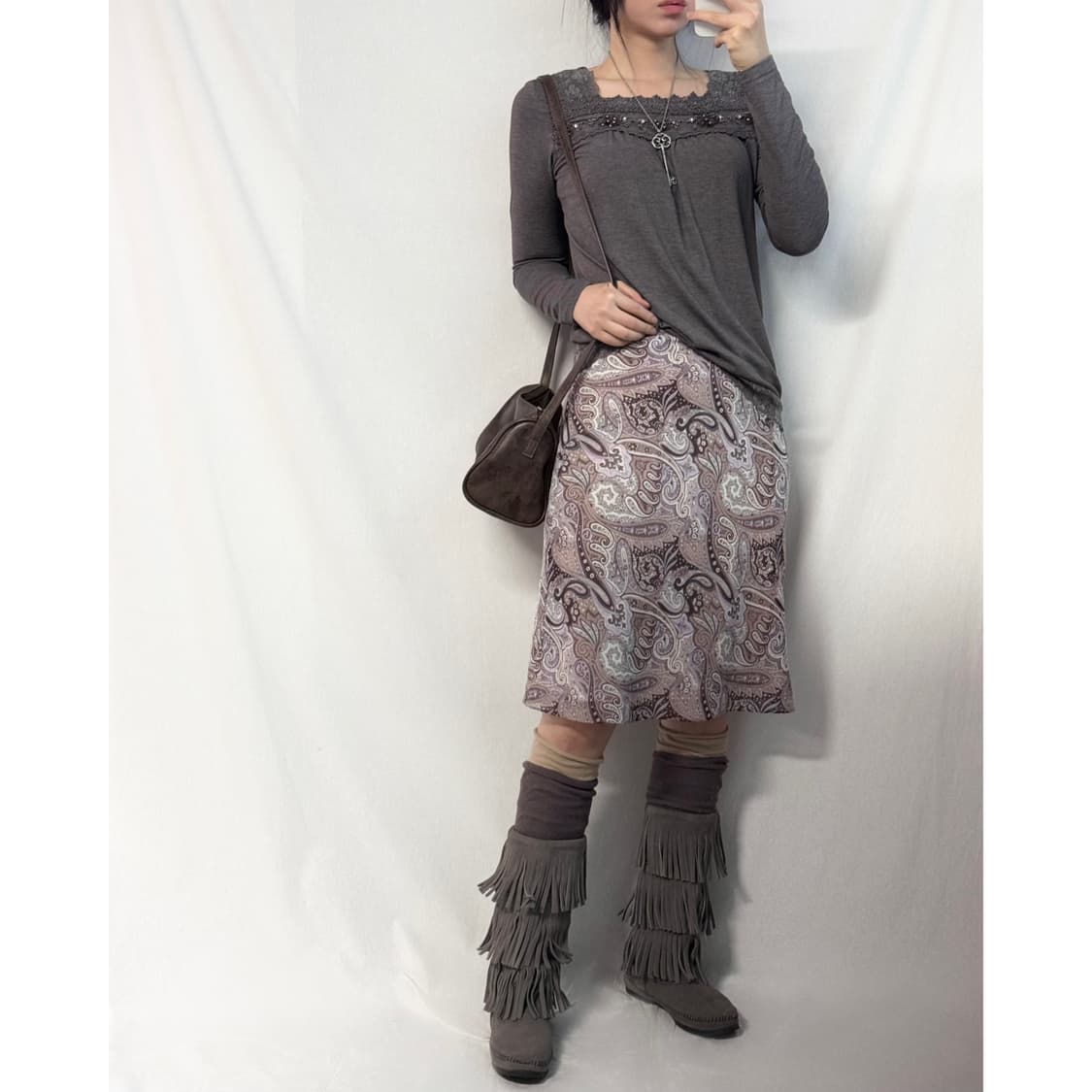 페이즐리 패턴 스커트 상품이미지1