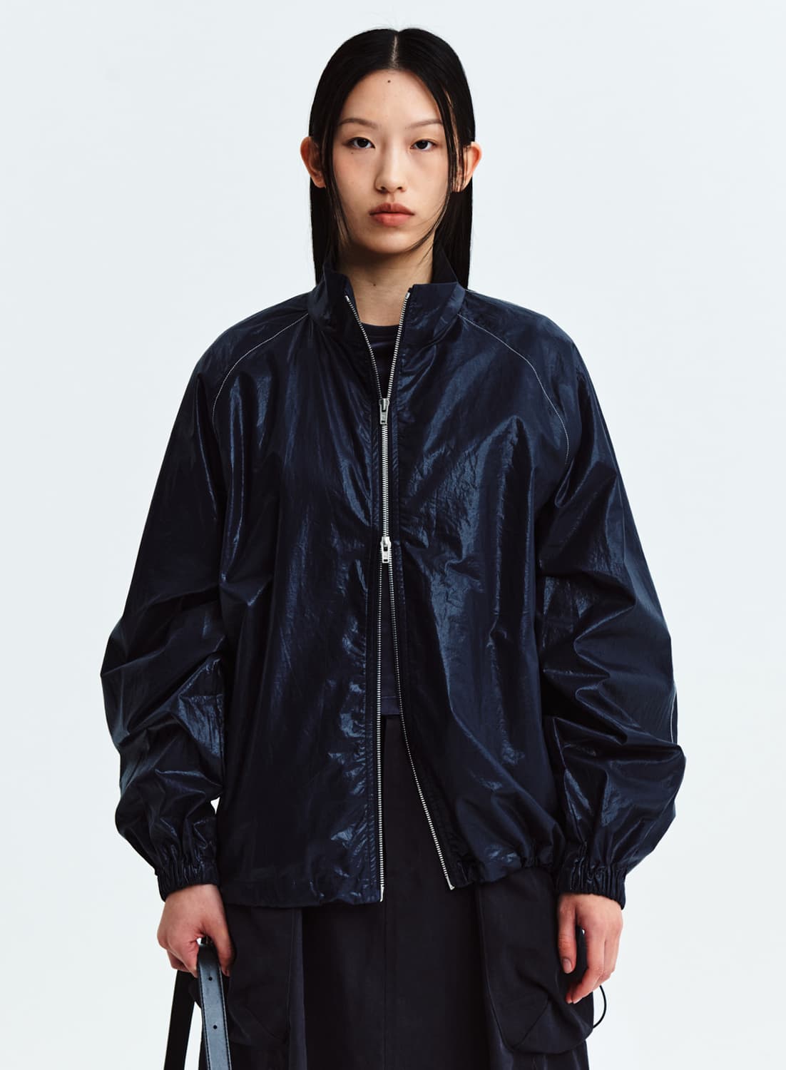 Free) 마땡킴 로고 코팅 점퍼 네이비 상품이미지9