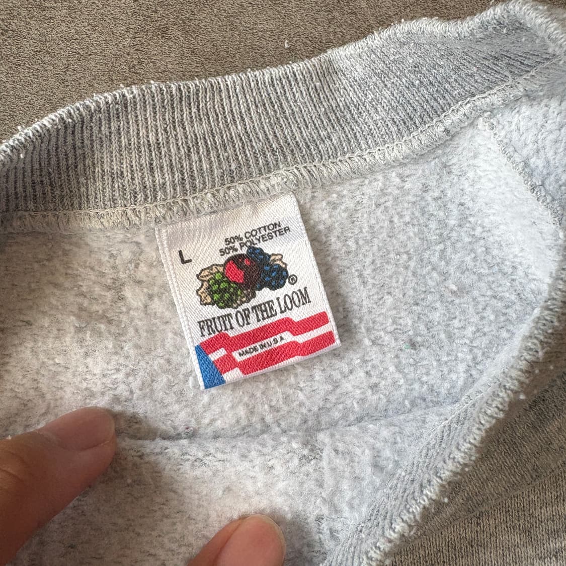 90s 90년대 미국 생산 그레이 화이트 스웻셔츠 상품이미지6