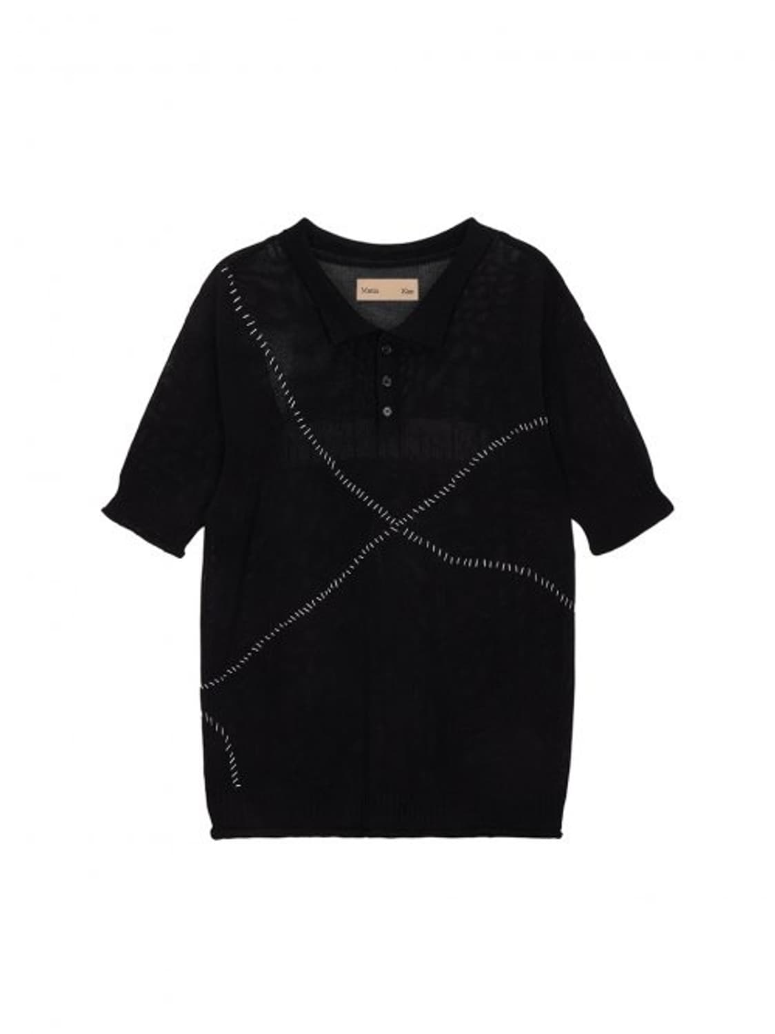 마뗑킴 핸드 스티치 피크 니트 탑 인 블랙 상품이미지1