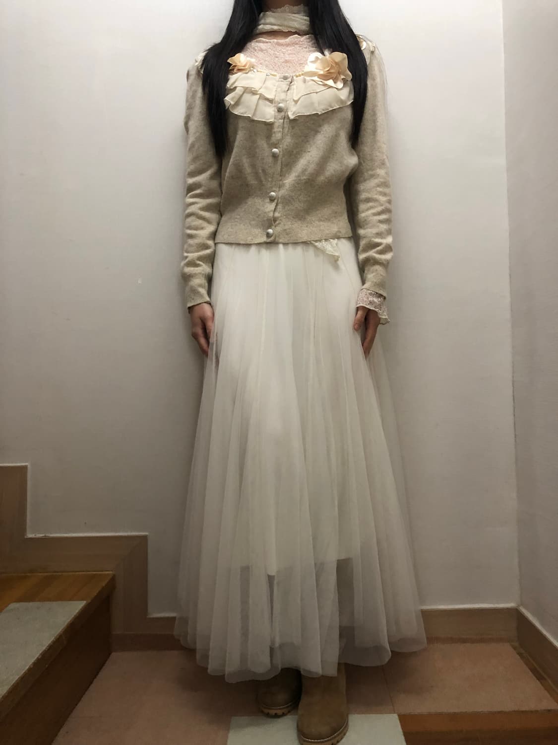 빈티지 화이트 레이스 롱 스커트 상품이미지2